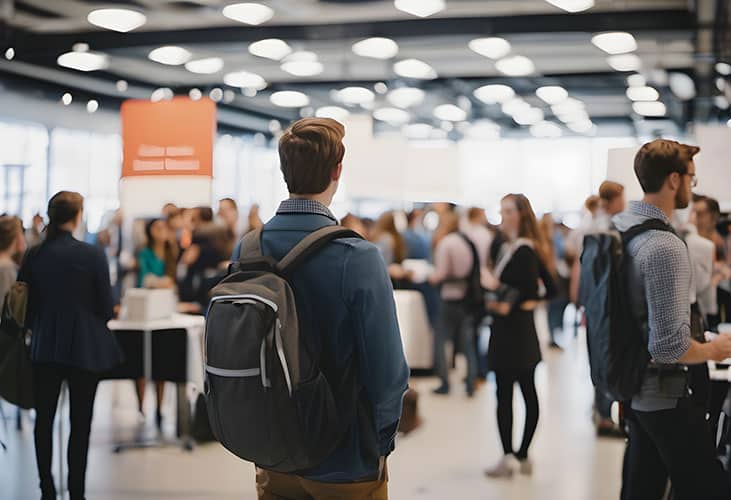 College students attending lackluster career fair