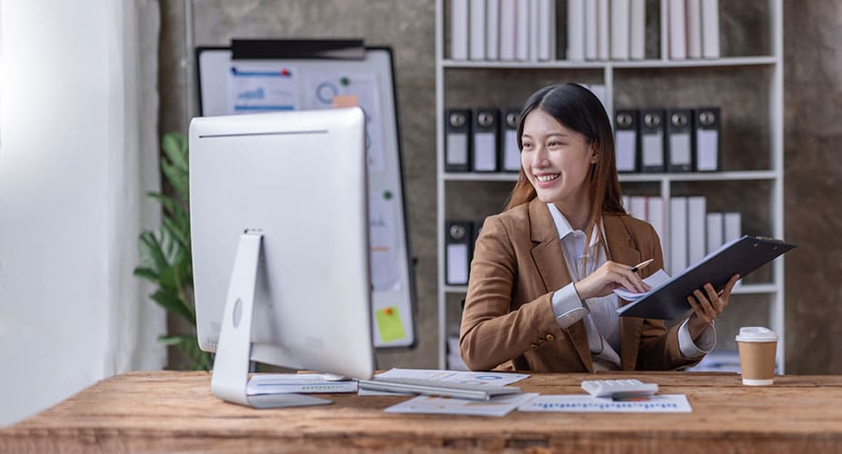 A young professional working at their desk.