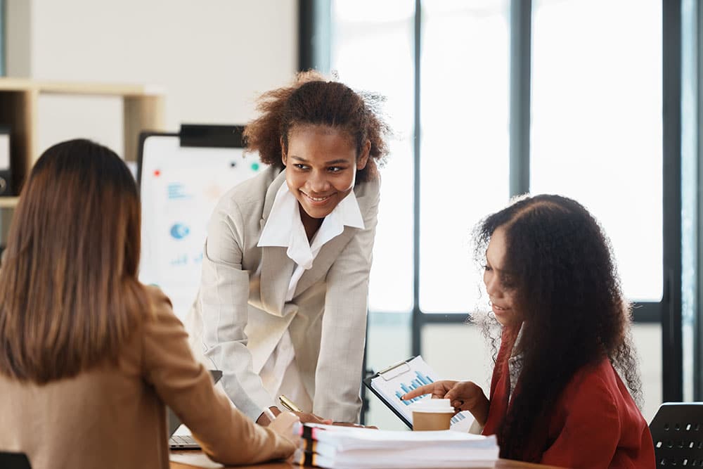 businesswoman giving presentation